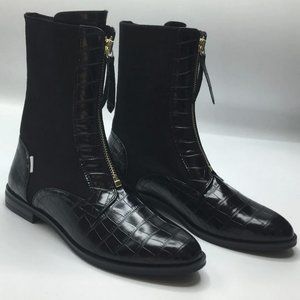 Black croc booties